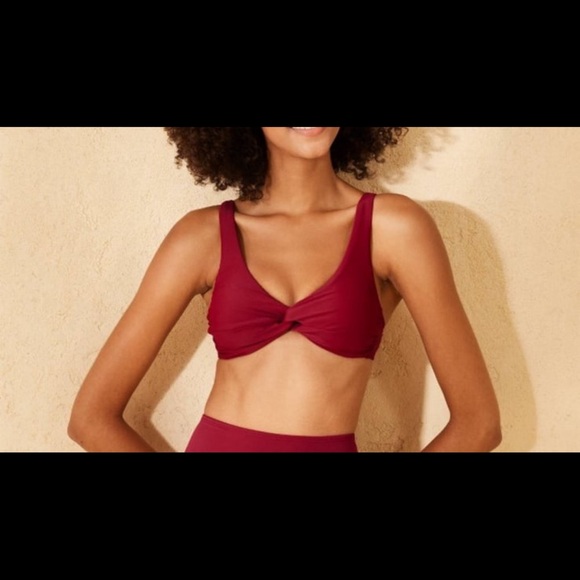 Women's Twist-Front Bralette Bikini Top Shade & Shore NWT XS Red - Picture 1 of 13